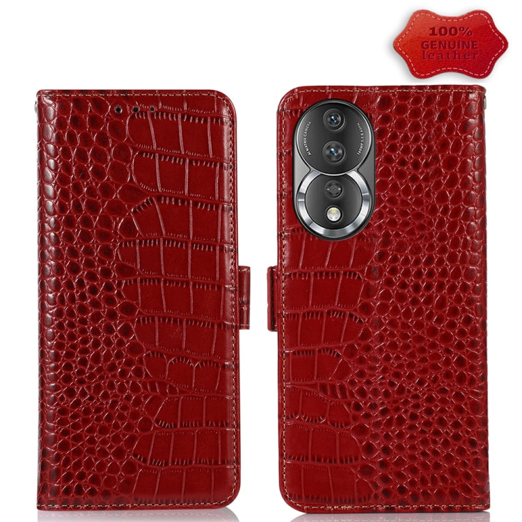 For Honor 80 Crocodile Top Layer Cowhide Leather Phone Case(Red) - Honor Cases by PMC TechLife | Online Shopping South Africa | PMC TechLife | Buy Now Pay Later Mobicred