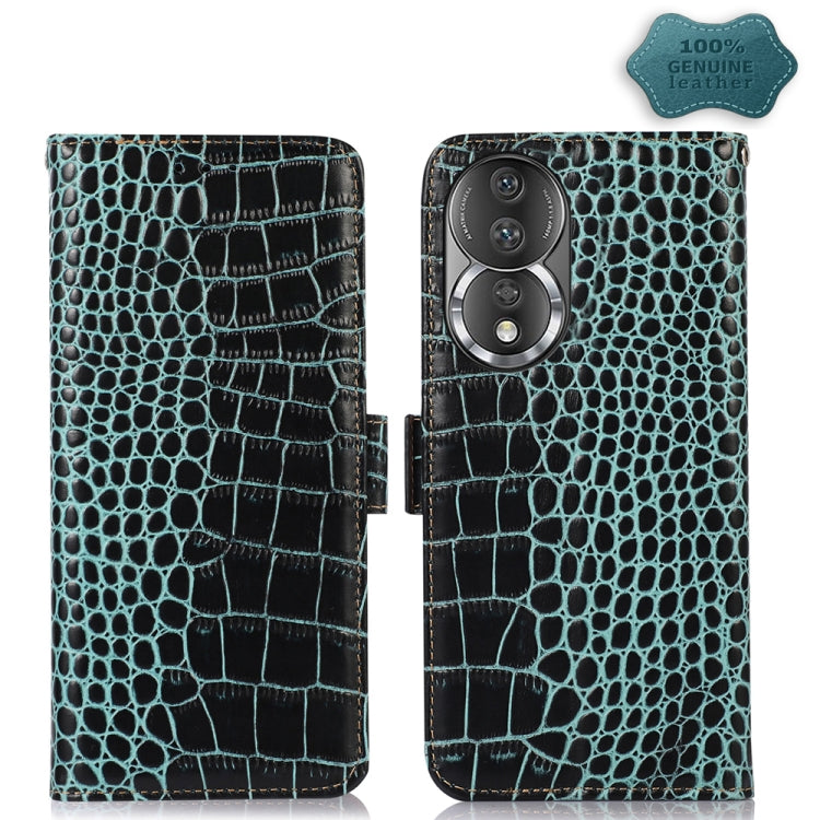For Honor 80 Crocodile Top Layer Cowhide Leather Phone Case(Green) - Honor Cases by PMC TechLife | Online Shopping South Africa | PMC TechLife | Buy Now Pay Later Mobicred