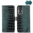 For Honor 80 Crocodile Top Layer Cowhide Leather Phone Case(Green) - Honor Cases by PMC TechLife | Online Shopping South Africa | PMC TechLife | Buy Now Pay Later Mobicred