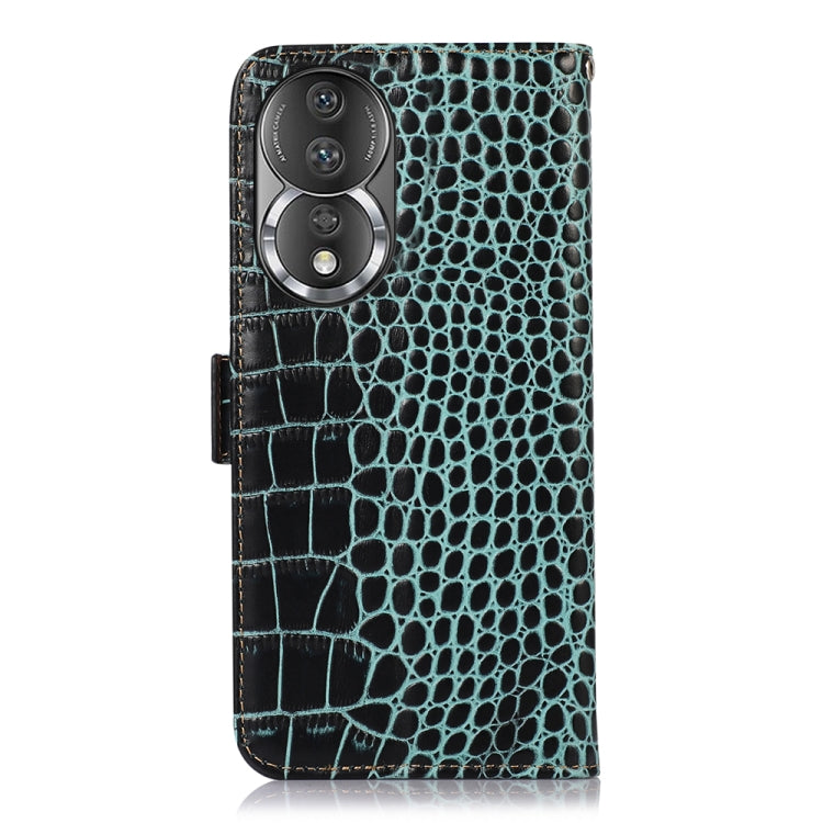 For Honor 80 Crocodile Top Layer Cowhide Leather Phone Case(Green) - Honor Cases by PMC TechLife | Online Shopping South Africa | PMC TechLife | Buy Now Pay Later Mobicred