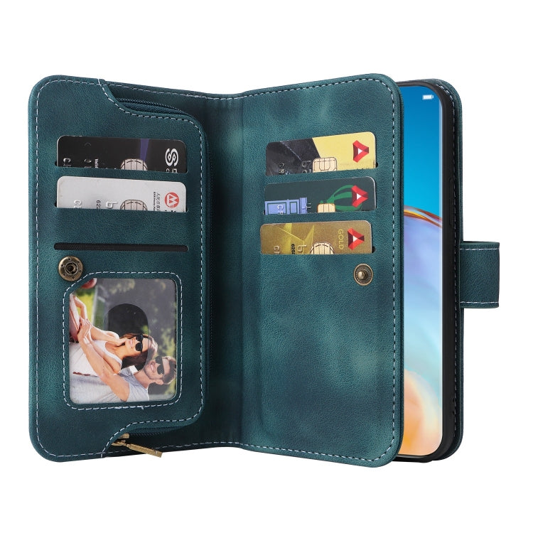 For Huawei P40 Pro Multifunctional Card Slot Zipper Wallet Leather Phone Case(Blue) - Huawei Cases by PMC TechLife | Online Shopping South Africa | PMC TechLife | Buy Now Pay Later Mobicred