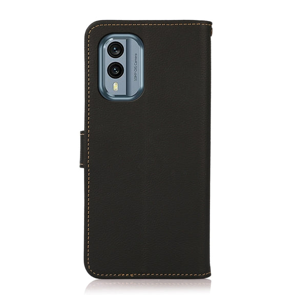 For Nokia X30 5G KHAZNEH Custer Genuine Leather RFID Phone Case(Black)