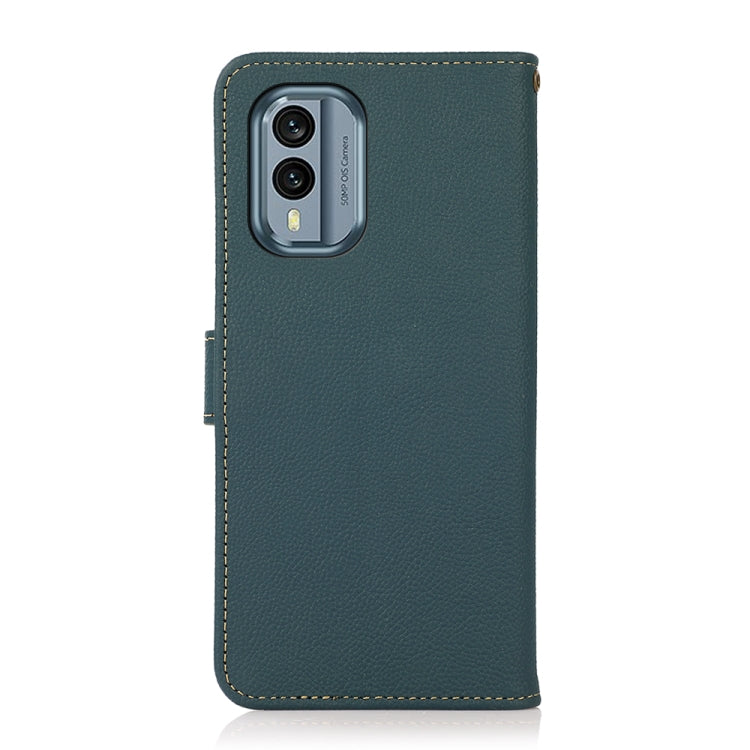 For Nokia X30 5G KHAZNEH Custer Genuine Leather RFID Phone Case(Green)