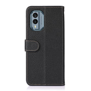 For Nokia X30 5G KHAZNEH Litchi Genuine Leather Phone Case(Black)
