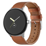 For Google Pixel Watch 1 / 2 / 3 41mm Round Tail Genuine Leather Watch Band(Brown)
