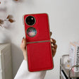 For Huawei P50 Pocket Nano Electroplating Cross Texture Genuine Leather Phone Case(Red) - Huawei Cases by PMC TechLife | Online Shopping South Africa | PMC TechLife | Buy Now Pay Later Mobicred