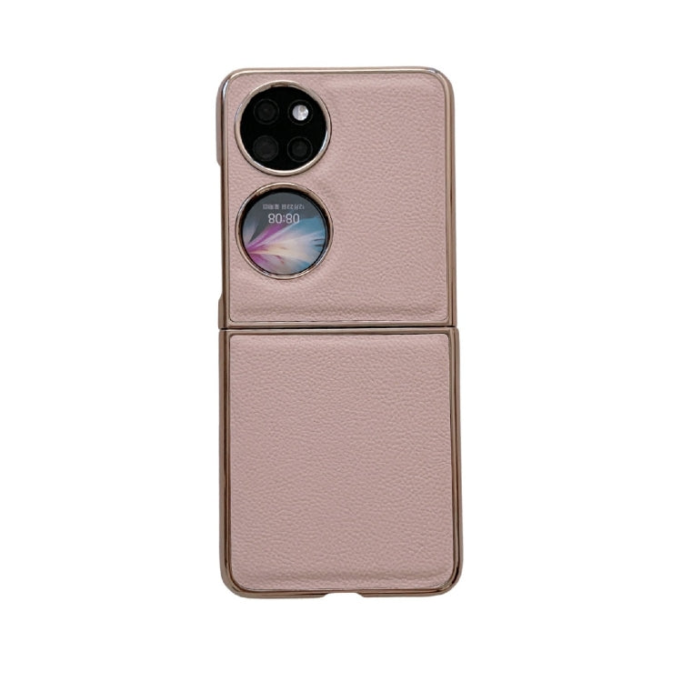 For Huawei P50 Pocket Nano Electroplating Genuine Leather Phone Case(Pink) - Huawei Cases by PMC TechLife | Online Shopping South Africa | PMC TechLife | Buy Now Pay Later Mobicred