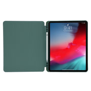 Skin Feel Pen Holder Tri-fold Tablet Leather Case For iPad Air 13 2024 / iPad Pro 12.9 2022 / 2021 / 2020 / 2018(Light Blue)