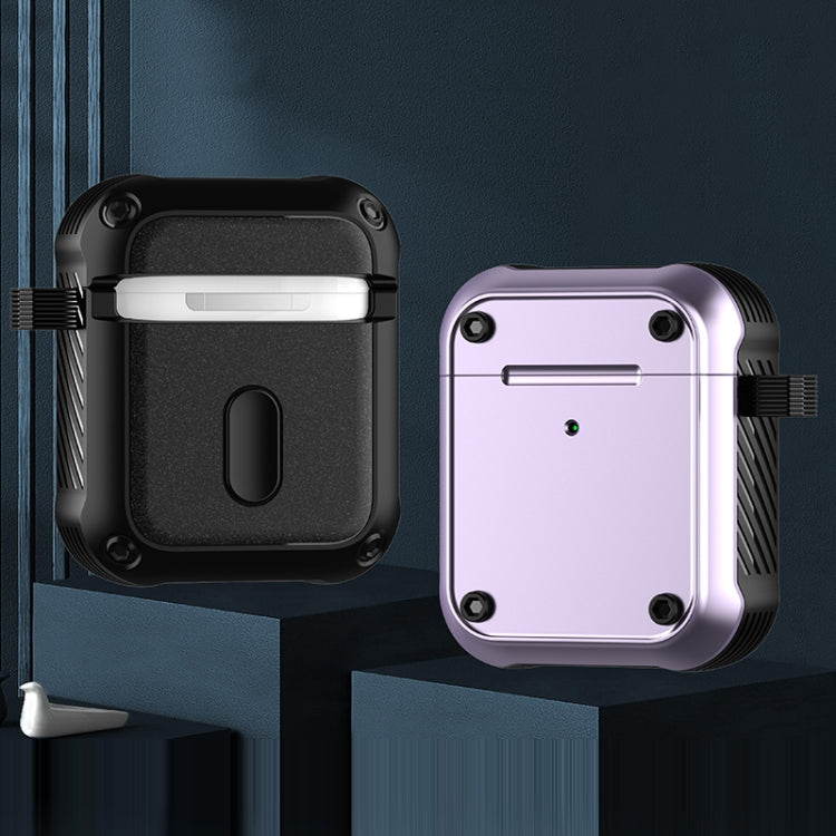 For AirPods 1 / 2 Wing TPU + PC Shockproof Earphone Protective Case(Black Purple) - For AirPods 1/2 by PMC Jewellery | Online Shopping South Africa | PMC Jewellery | Buy Now Pay Later Mobicred