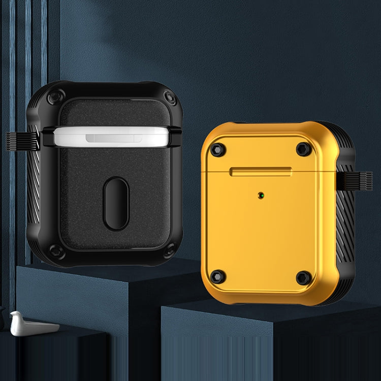 For AirPods 1 / 2 Wing TPU + PC Shockproof Earphone Protective Case(Black Yellow) - For AirPods 1/2 by PMC Jewellery | Online Shopping South Africa | PMC Jewellery | Buy Now Pay Later Mobicred
