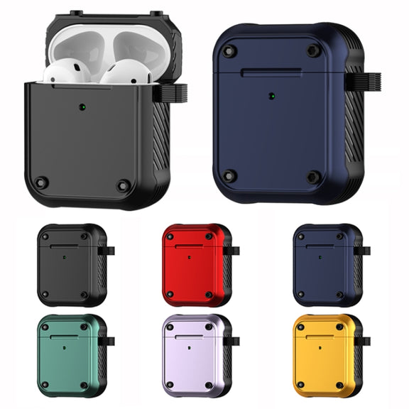 For AirPods 1 / 2 Wing TPU + PC Shockproof Earphone Protective Case(Black)