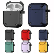 For AirPods 1 / 2 Wing TPU + PC Shockproof Earphone Protective Case(Black Green)