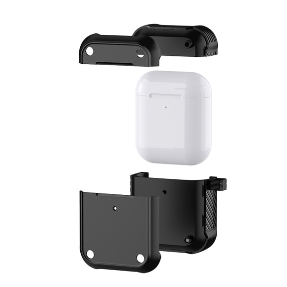 For AirPods 1 / 2 Wing TPU + PC Shockproof Earphone Protective Case(Black Green)