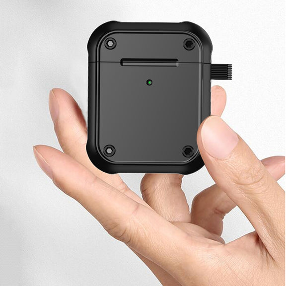 For AirPods 1 / 2 Wing TPU + PC Shockproof Earphone Protective Case(Black)
