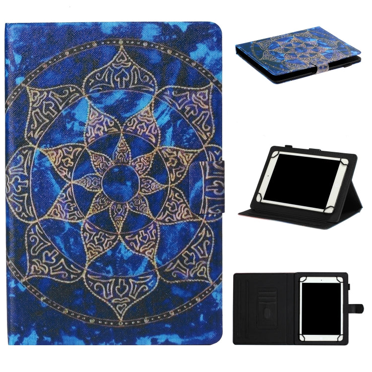 For 10 inch Tablet PC Universal Coloured Drawing Pattern Horizontal Flip Leather Case with Holder & Card Slot(Blue Mandala) - free shipping - PMC TechLife - Order now!