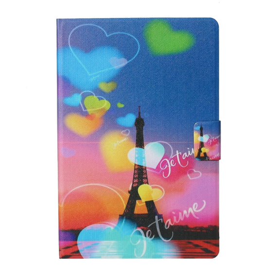 For 10 inch Tablet PC Universal Coloured Drawing Pattern Horizontal Flip Leather Case with Holder & Card Slot(Romantic Tower)