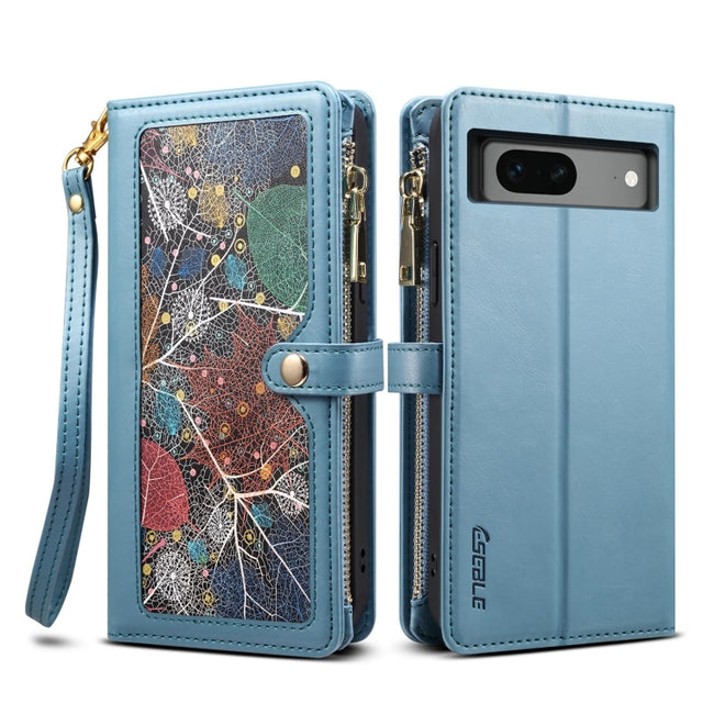 For Google Pixel 7 5G ESEBLE Star Series Lanyard Zipper Wallet RFID Leather Case(Blue)