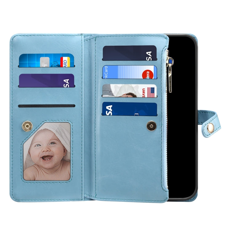 For Google Pixel 6a ESEBLE Star Series Lanyard Zipper Wallet RFID Leather Case(Blue)
