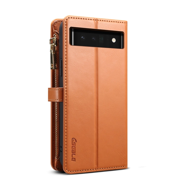 For Google Pixel 6 ESEBLE Star Series Lanyard Zipper Wallet RFID Leather Case(Brown) - Google Cases by ESEBLE | Online Shopping South Africa | PMC Jewellery | Buy Now Pay Later Mobicred