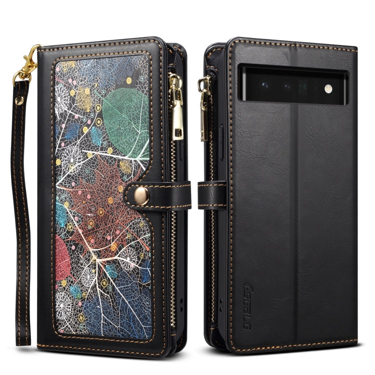 For Google Pixel 6 ESEBLE Star Series Lanyard Zipper Wallet RFID Leather Case(Black) - Google Cases by ESEBLE | Online Shopping South Africa | PMC TechLife | Buy Now Pay Later Mobicred