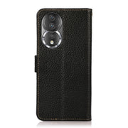 For Honor 80 Pro KHAZNEH Side-Magnetic Litchi Genuine Leather RFID Phone Case(Black)
