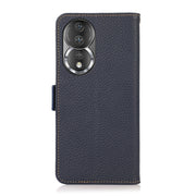 For Honor 80 Pro KHAZNEH Side-Magnetic Litchi Genuine Leather RFID Phone Case(Blue)
