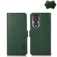 For Honor 80 Pro KHAZNEH Side-Magnetic Litchi Genuine Leather RFID Phone Case(Green) - Honor Cases by PMC TechLife | Online Shopping South Africa | PMC TechLife | Buy Now Pay Later Mobicred