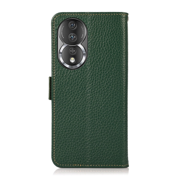 For Honor 80 Pro KHAZNEH Side-Magnetic Litchi Genuine Leather RFID Phone Case(Green)