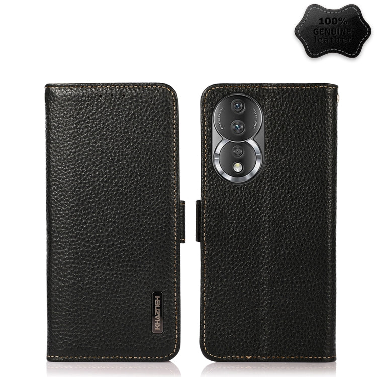 For Honor 80 KHAZNEH Side-Magnetic Litchi Genuine Leather RFID Phone Case(Black) - Honor Cases by PMC TechLife | Online Shopping South Africa | PMC TechLife | Buy Now Pay Later Mobicred