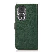 For Honor 80 KHAZNEH Side-Magnetic Litchi Genuine Leather RFID Phone Case(Green)