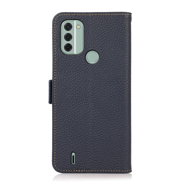 For Nokia C31 KHAZNEH Side-Magnetic Litchi Genuine Leather RFID Phone Case(Blue) - Nokia Cases by PMC TechLife | Online Shopping South Africa | PMC TechLife | Buy Now Pay Later Mobicred