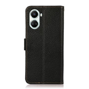 For Huawei nova 10 SE KHAZNEH Side-Magnetic Litchi Genuine Leather RFID Phone Case(Black)