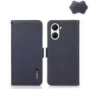 For Huawei nova 10 SE KHAZNEH Side-Magnetic Litchi Genuine Leather RFID Phone Case(Blue)