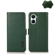 For Huawei nova 10 SE KHAZNEH Side-Magnetic Litchi Genuine Leather RFID Phone Case(Green) - Huawei Cases by PMC TechLife | Online Shopping South Africa | PMC TechLife | Buy Now Pay Later Mobicred