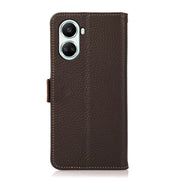 For Huawei nova 10 SE KHAZNEH Side-Magnetic Litchi Genuine Leather RFID Phone Case(Brown)