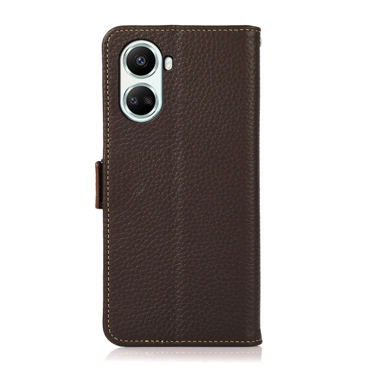 For Huawei nova 10 SE KHAZNEH Side-Magnetic Litchi Genuine Leather RFID Phone Case(Brown)