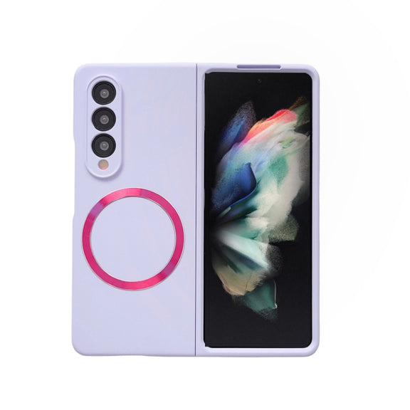 For Samsung Galaxy Z Fold4 Skin Feel MagSafe Magnetic Phone Case(Purple)