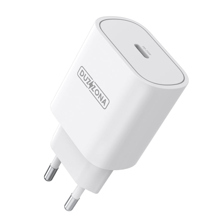 DUZZONA T6 PD 25W USB-C/Type-C Single Port Travel Charger,EU Plug(White) - USB Charger by DUZZONA | Online Shopping South Africa | PMC Jewellery | Buy Now Pay Later Mobicred