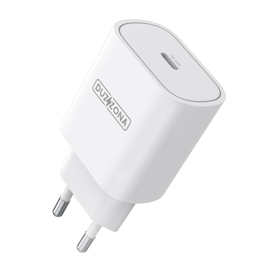 DUZZONA T6 PD 25W USB-C/Type-C Single Port Travel Charger,EU Plug(White) - USB Charger by DUZZONA | Online Shopping South Africa | PMC Jewellery | Buy Now Pay Later Mobicred