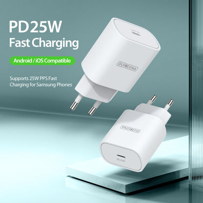 DUZZONA T6 PD 25W USB-C/Type-C Single Port Travel Charger,EU Plug(White) - USB Charger by DUZZONA | Online Shopping South Africa | PMC Jewellery | Buy Now Pay Later Mobicred