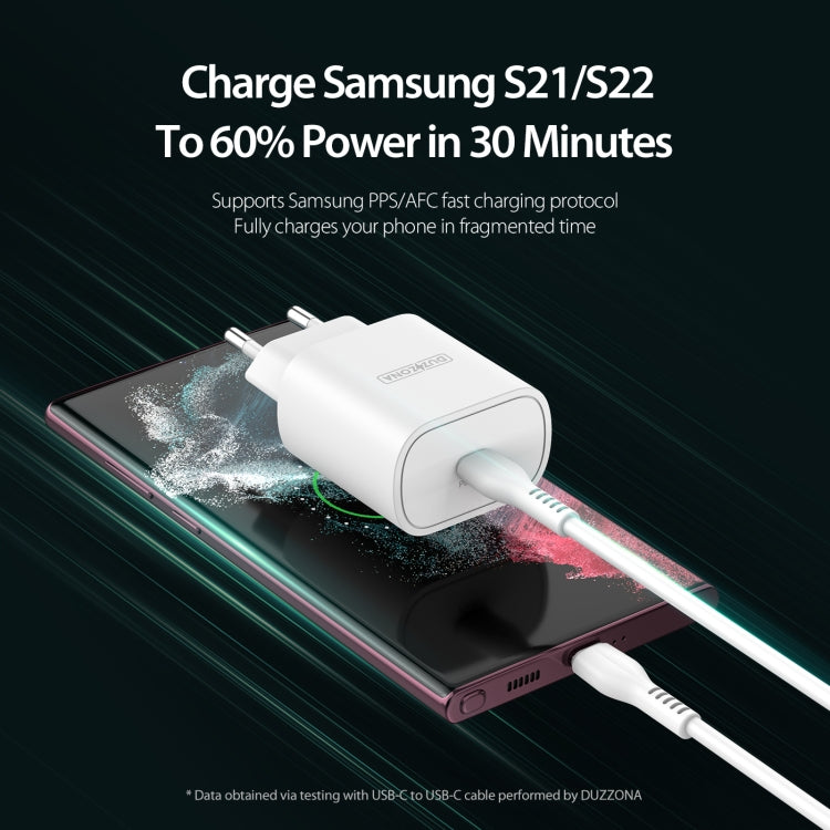 DUZZONA T6 PD 25W USB-C/Type-C Single Port Travel Charger,EU Plug(White) - USB Charger by DUZZONA | Online Shopping South Africa | PMC Jewellery | Buy Now Pay Later Mobicred