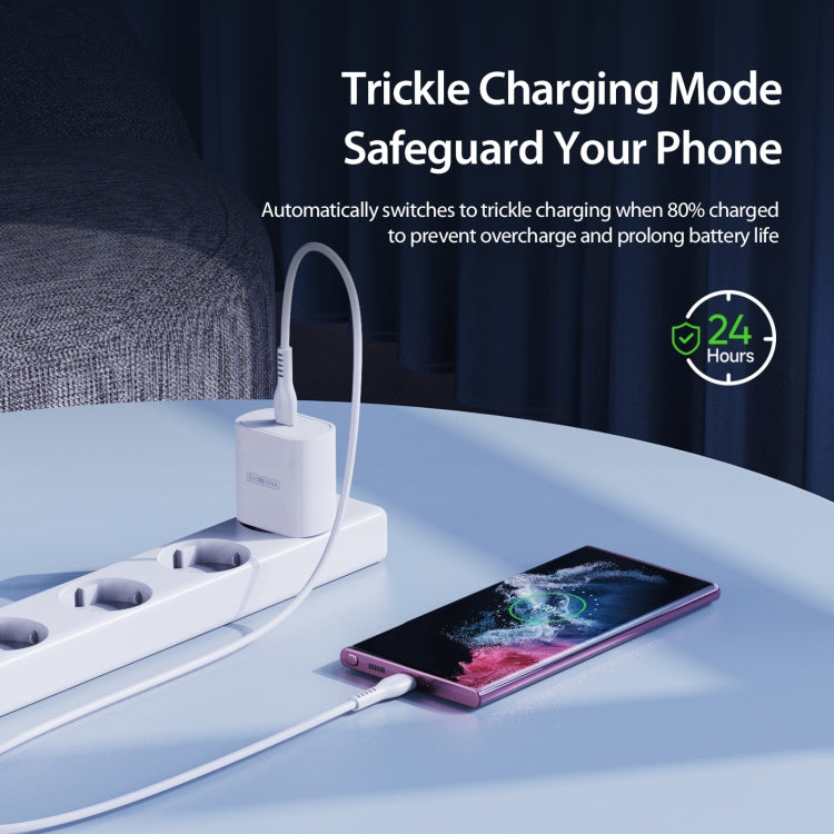 DUZZONA T6 PD 25W USB-C/Type-C Single Port Travel Charger,EU Plug(White) - USB Charger by DUZZONA | Online Shopping South Africa | PMC Jewellery | Buy Now Pay Later Mobicred