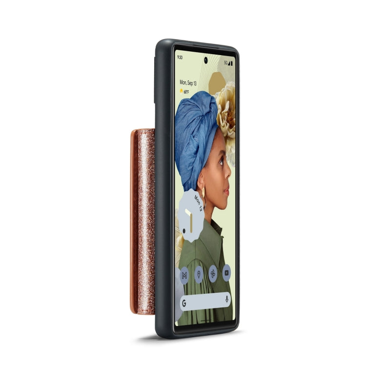 For Google Pixel 6 DG.MING M3 Series Glitter Powder Card Bag Leather Case(Rose Gold) - Google Cases by DG.MING | Online Shopping South Africa | PMC TechLife | Buy Now Pay Later Mobicred