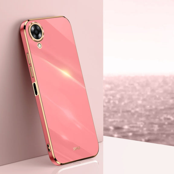 For OPPO A17k XINLI Straight 6D Plating Gold Edge TPU Phone Case(Hawthorn Red)