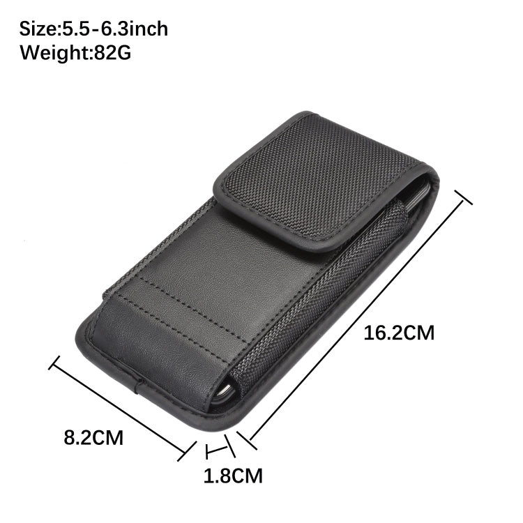For 5.5-6.3 inch Universal Nylon Cloth Mobile Phone Waist Bag with Card Slot(Black)