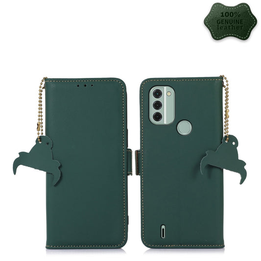 For Nokia C31 Genuine Leather Magnetic RFID Leather Phone Case(Green) - Nokia Cases by PMC Jewellery | Online Shopping South Africa | PMC Jewellery | Buy Now Pay Later Mobicred