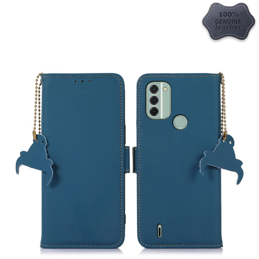 For Nokia C31 Genuine Leather Magnetic RFID Leather Phone Case(Blue) - Nokia Cases by PMC Jewellery | Online Shopping South Africa | PMC Jewellery | Buy Now Pay Later Mobicred