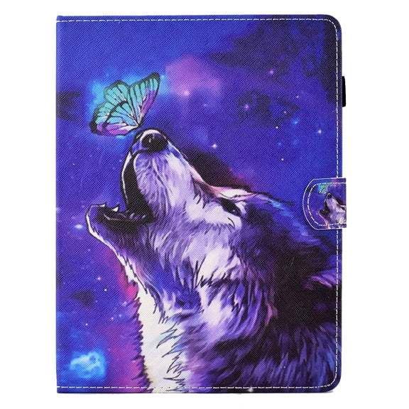 For 10 inch Tablet Electric Pressed TPU Leather Tablet Case(Butterfly Wolf)