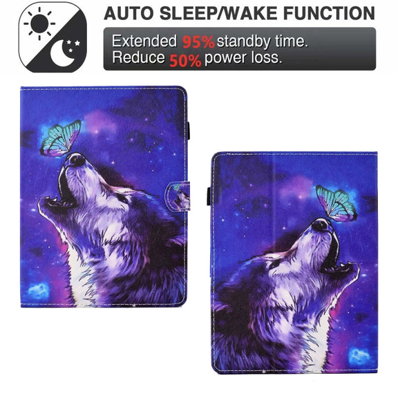 For 10 inch Tablet Electric Pressed TPU Leather Tablet Case(Butterfly Wolf)