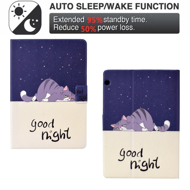 For Huawei MediaPad T3 10 Electric Pressed TPU Leather Tablet Case(Lazy Cat) - Huawei by PMC TechLife | Online Shopping South Africa | PMC TechLife | Buy Now Pay Later Mobicred